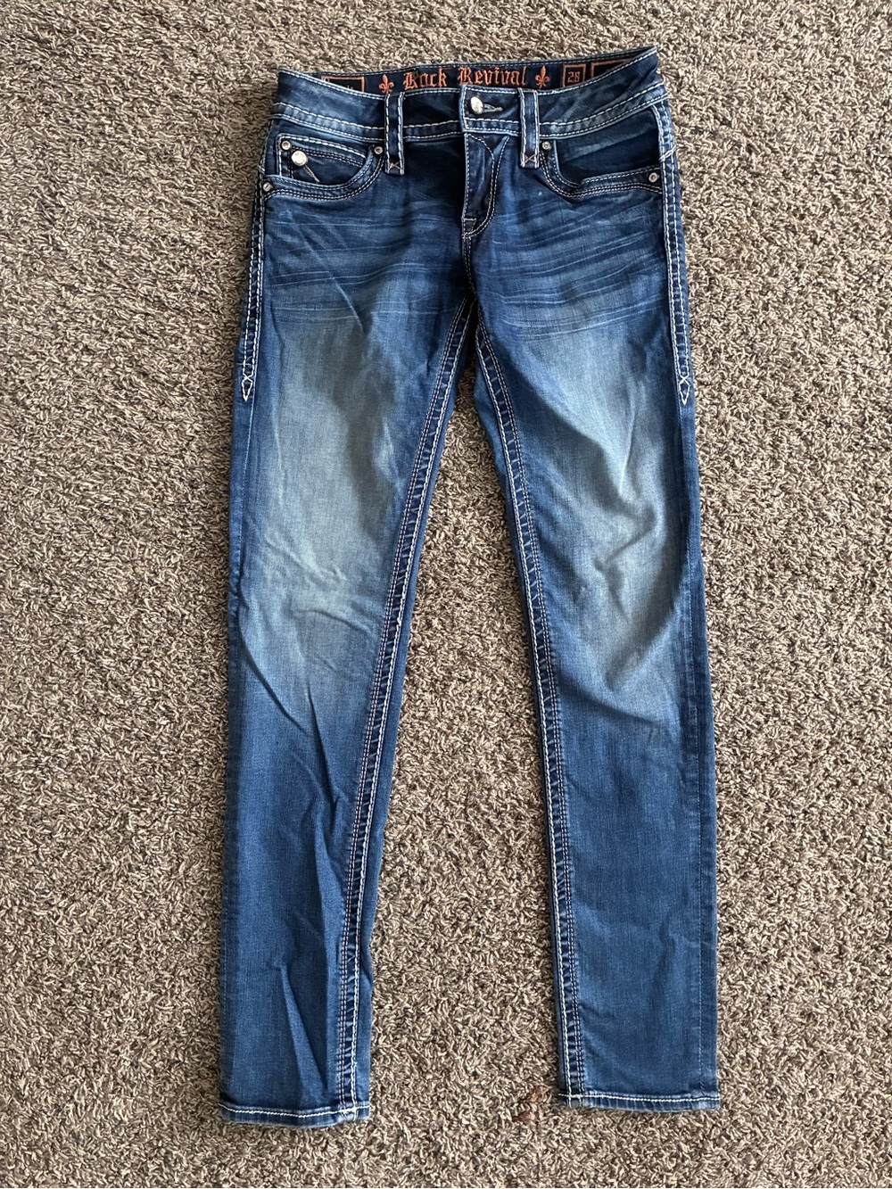 Rock Revival Skinny Jeans in Medium Blue Wash